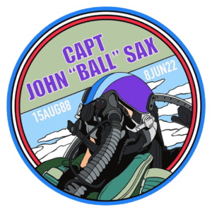 A picture of an airplane with the words " capt john ball sax ".