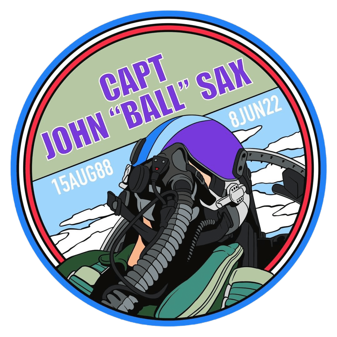 A picture of an airplane with the words " capt john ball sax ".