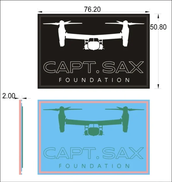 A picture of the front and back of two patches.