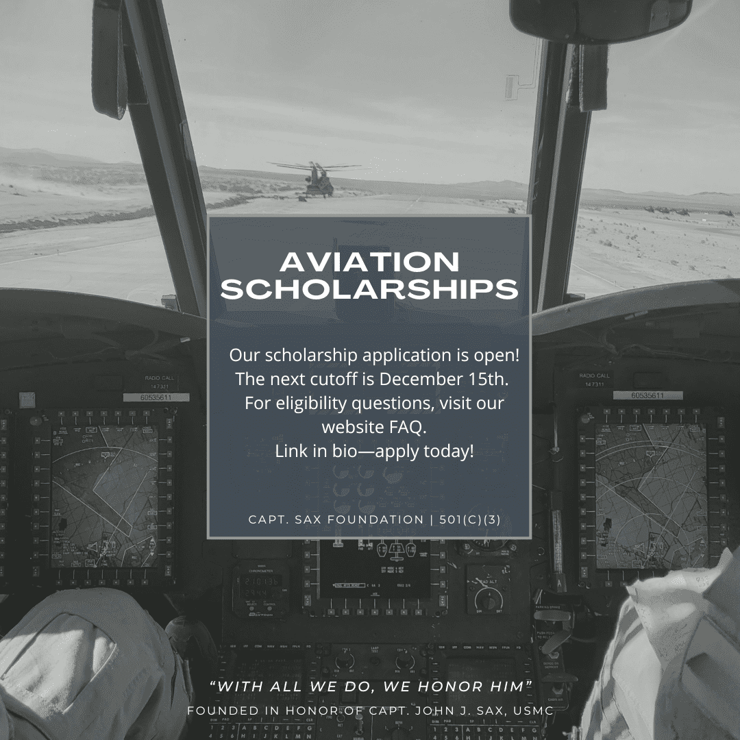 Aviation scholarships offered in honor of Capt. John J. Sax, USMC