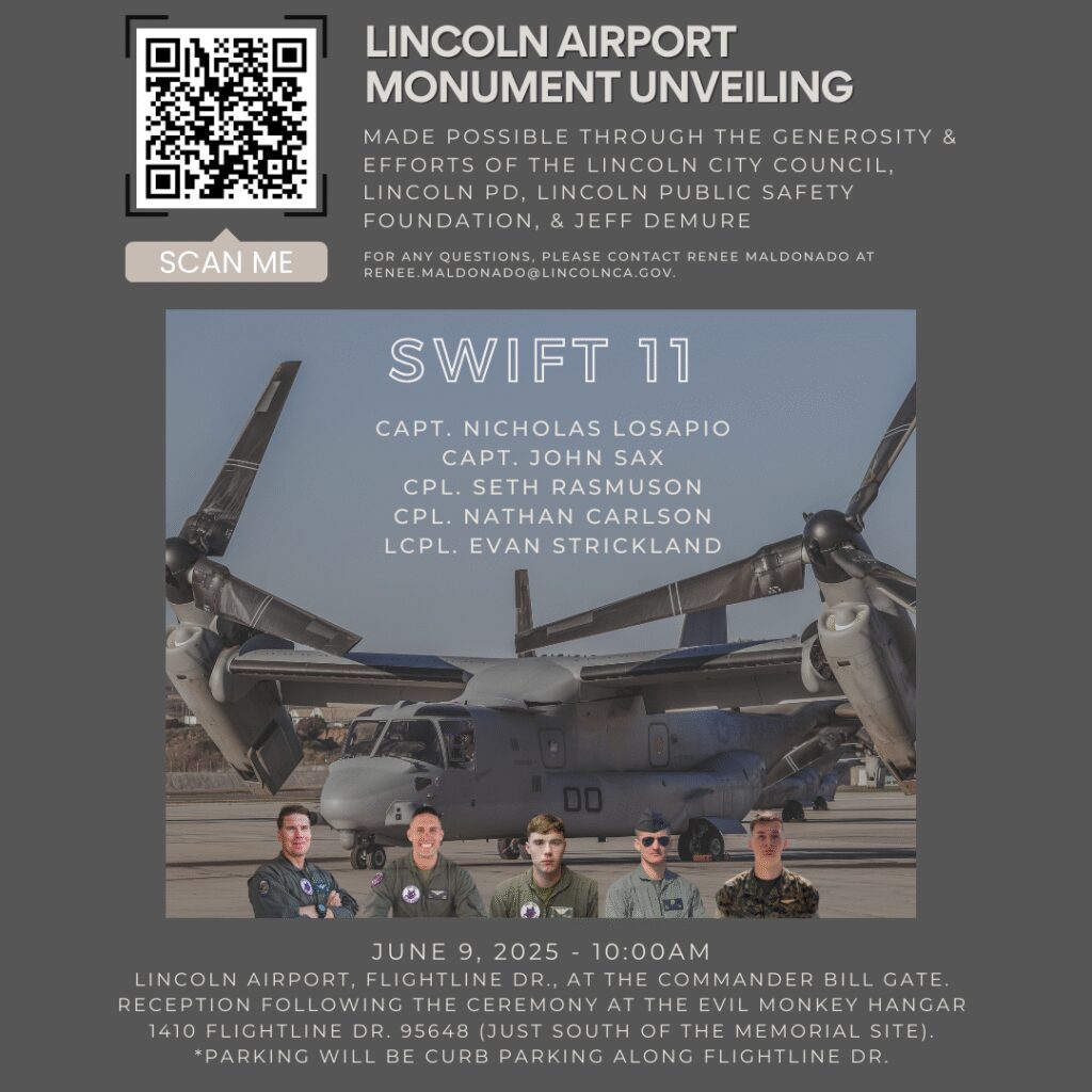 Flier for Swift 11 Memorial Unveiling