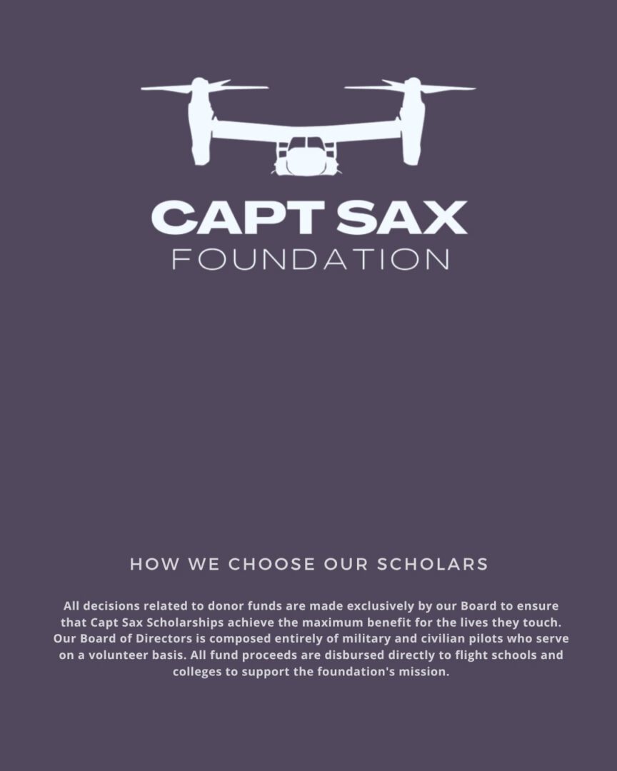 How do we choose our Capt John Sax Scholarship Recipients? 