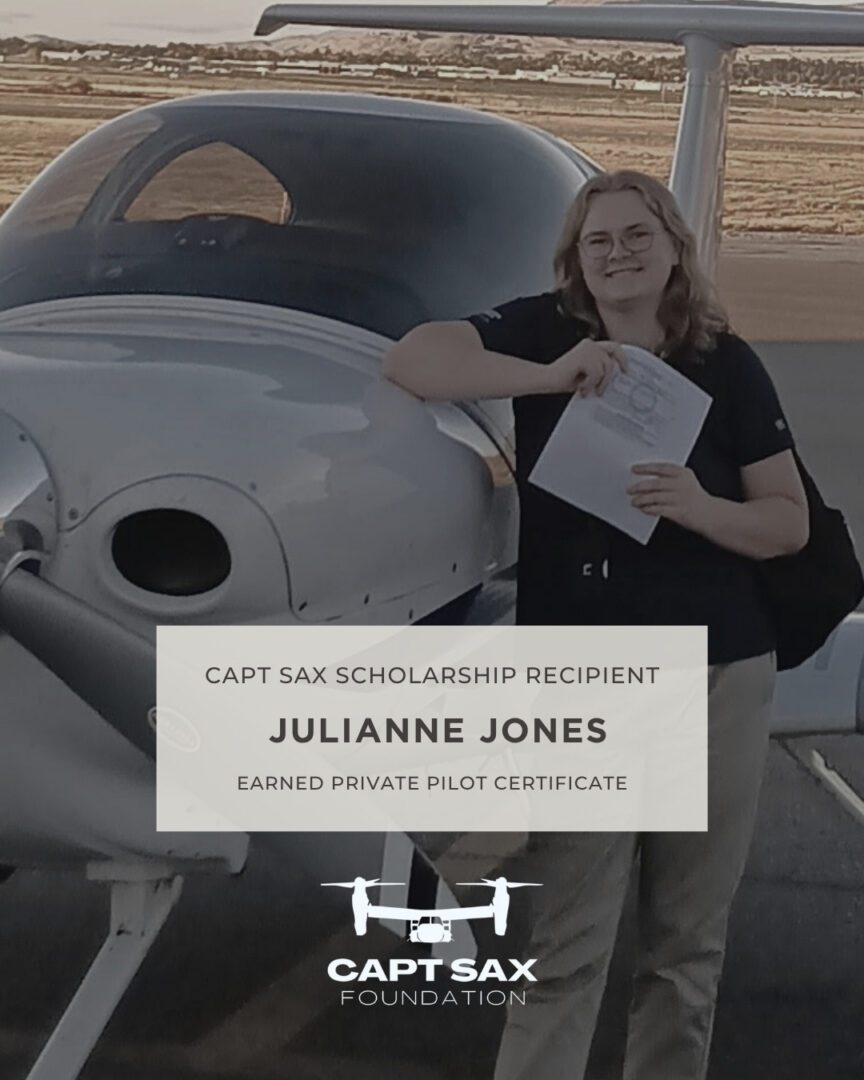 Capt John Sax Aviation Scholarship recipient Julianne Jones